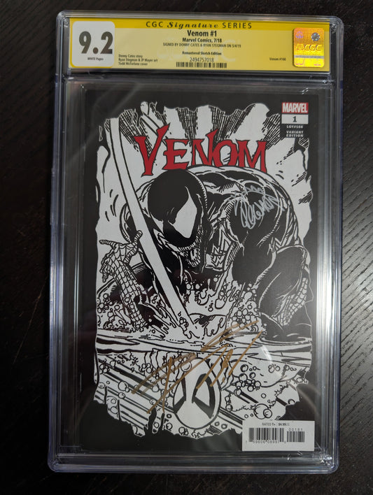 Venom (2018) #1 CGC SS 9.2 NM- | Remastered Sketch Variant Signed by Cates & Stegman